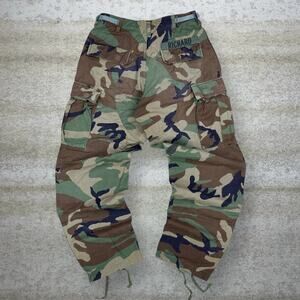Vintage 90s Military Tactical Pants 28x30 Baggy Wide Woodland Camo Small Regular